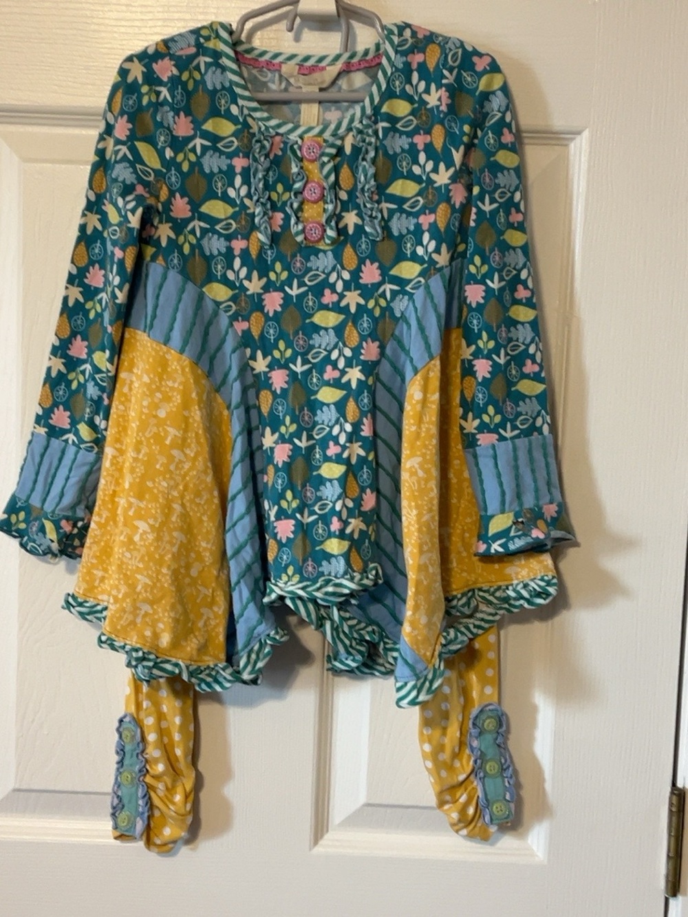 Matilda Jane Girls Size 6 Tunic Leggings 2 Piece Outfit Set Floral Ruffle